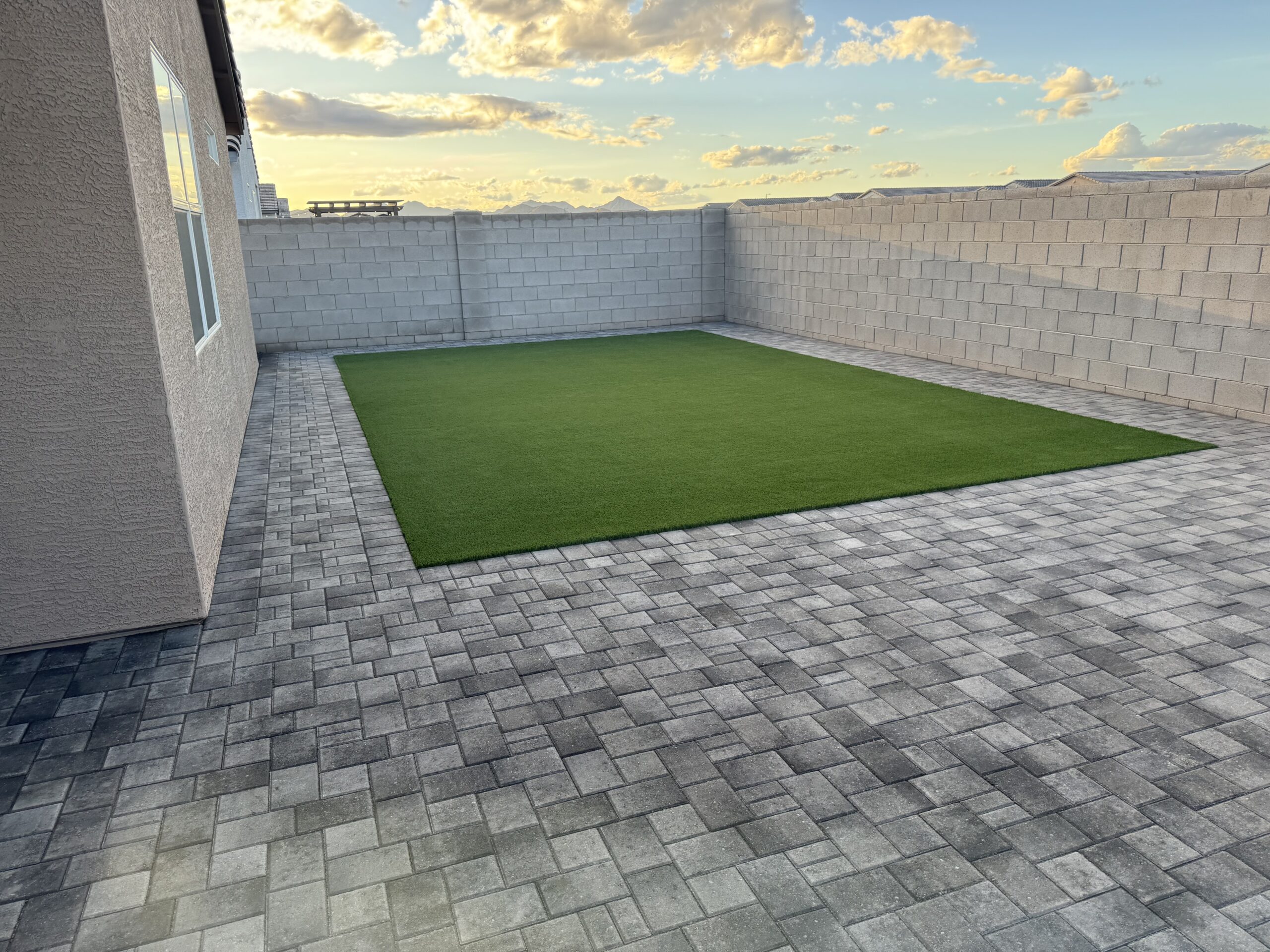artifical turf pavers installation backyard queen creek